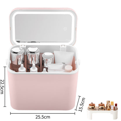 Large Capacity with Mirror Cosmetic Bag New Portable Oversized Storage Box Super Hot Suitcase for Women