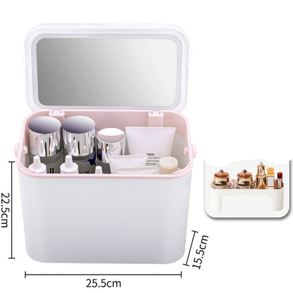 Large Capacity with Mirror Cosmetic Bag New Portable Oversized Storage Box Super Hot Suitcase for Women