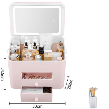 Large Capacity with Mirror Cosmetic Bag New Portable Oversized Storage Box Super Hot Suitcase for Women