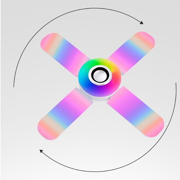 LED Four-leaf Bluetooth Music Lamp Colorful Intelligent Audio Folding Bulb Lamp Remote Control Deformable Ceiling Fixture Lights