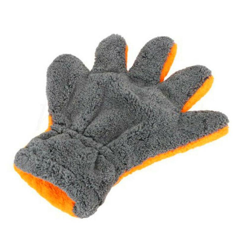 Double-sided Coral Fleece 5-finger Car Wash Gloves