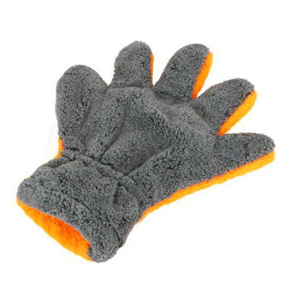 Double-sided Coral Fleece 5-finger Car Wash Gloves