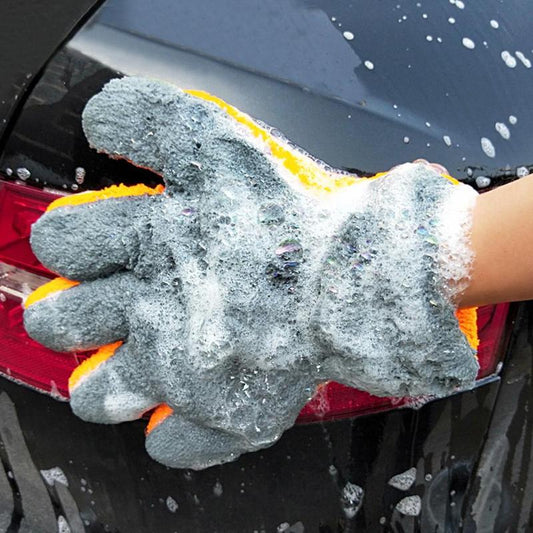 Double-sided Coral Fleece 5-finger Car Wash Gloves