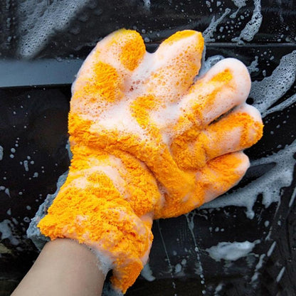 Double-sided Coral Fleece 5-finger Car Wash Gloves