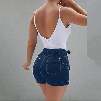 Women's Plus Size Net Red Ripped Denim Shorts