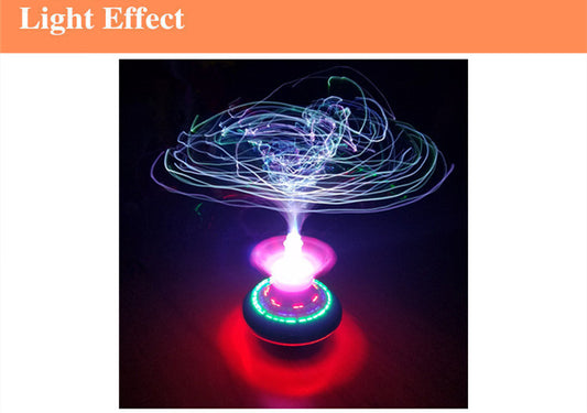 New Style Optical Fiber Electric Flashing Music Gyroscope With Crown, Drift Gyroscope, UFO Luminous Toy, Factory Direct Sales