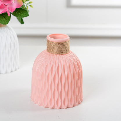 Corrugated Plastic Vase Imitation Ceramic Vase Nordic Plastic Flower Arrangement Living Room Decoration Flower Pot Flower Arrangement Basket
