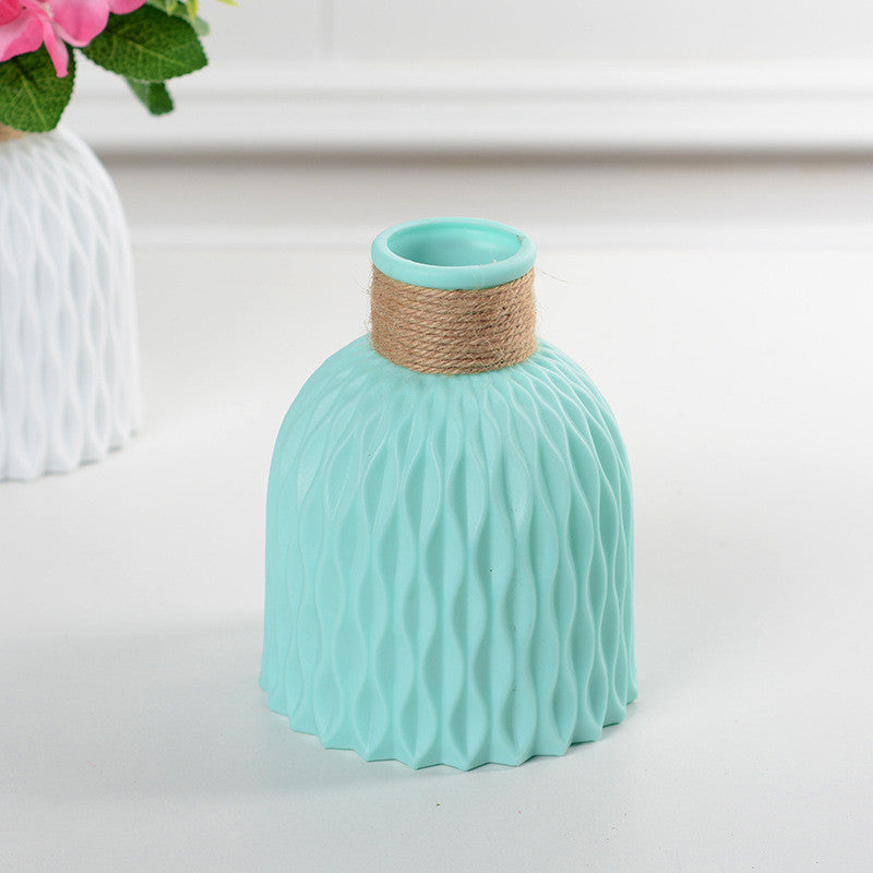Corrugated Plastic Vase Imitation Ceramic Vase Nordic Plastic Flower Arrangement Living Room Decoration Flower Pot Flower Arrangement Basket