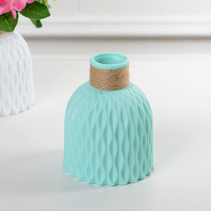 Corrugated Plastic Vase Imitation Ceramic Vase Nordic Plastic Flower Arrangement Living Room Decoration Flower Pot Flower Arrangement Basket