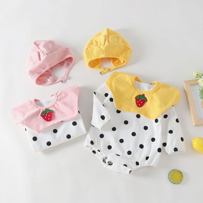 Toddler Girl Polka Dot Doll Collar Detachable Fart One-Piece Romper Romper