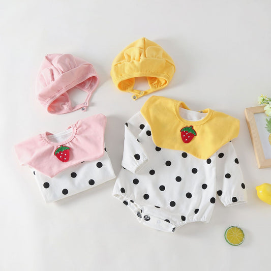 Toddler Girl Polka Dot Doll Collar Detachable Fart One-Piece Romper Romper