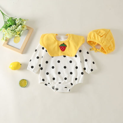 Toddler Girl Polka Dot Doll Collar Detachable Fart One-Piece Romper Romper