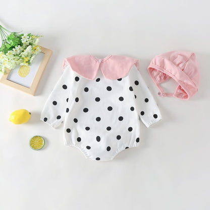 Toddler Girl Polka Dot Doll Collar Detachable Fart One-Piece Romper Romper
