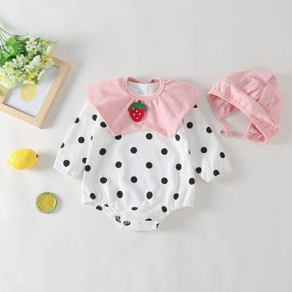 Toddler Girl Polka Dot Doll Collar Detachable Fart One-Piece Romper Romper