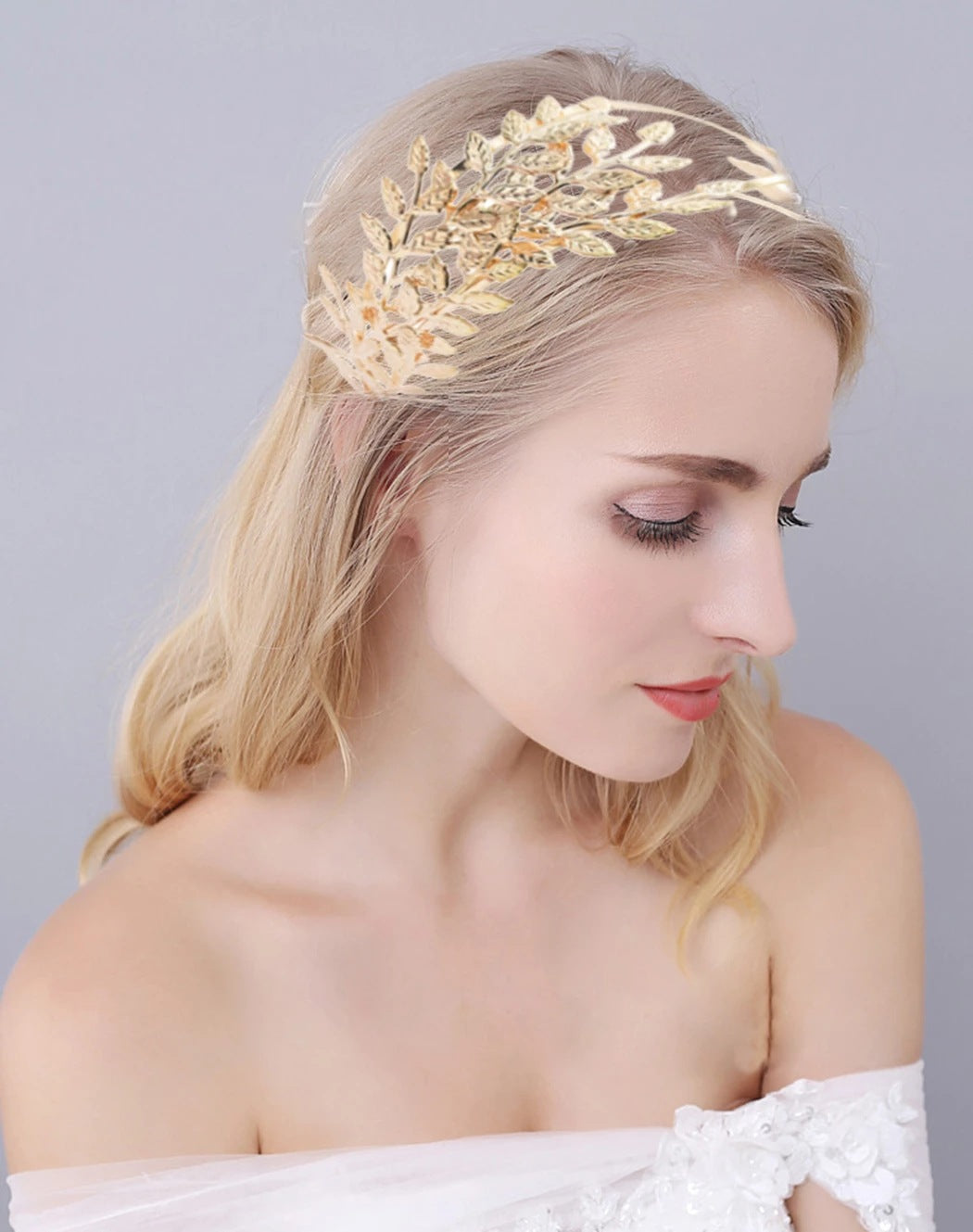 European And American New Product Fashion Leaf Headband Alloy Double Leaf Headdress