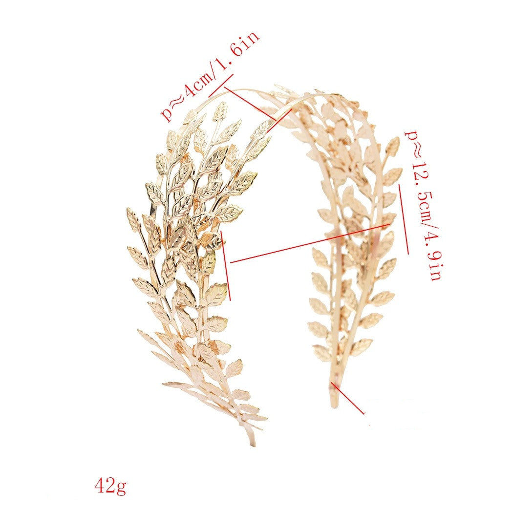 European And American New Product Fashion Leaf Headband Alloy Double Leaf Headdress