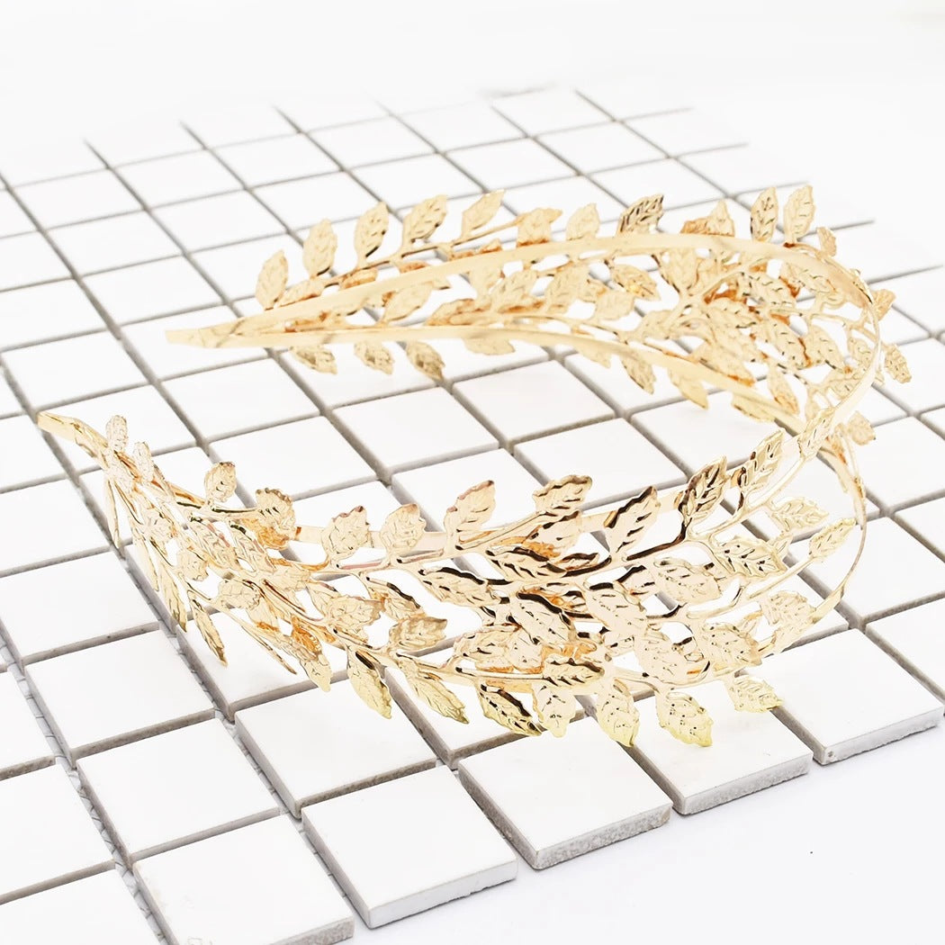 European And American New Product Fashion Leaf Headband Alloy Double Leaf Headdress