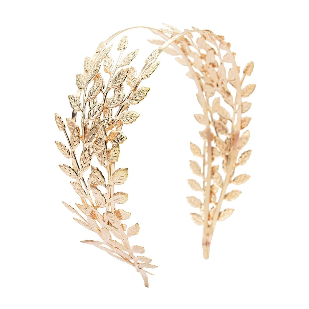 European And American New Product Fashion Leaf Headband Alloy Double Leaf Headdress