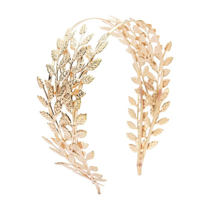 European And American New Product Fashion Leaf Headband Alloy Double Leaf Headdress