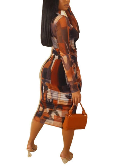 Printed Bag Hip Skirt Plus Size Dress