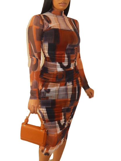 Printed Bag Hip Skirt Plus Size Dress