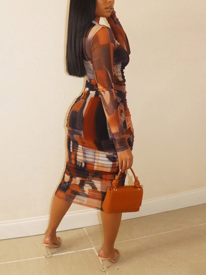 Printed Bag Hip Skirt Plus Size Dress