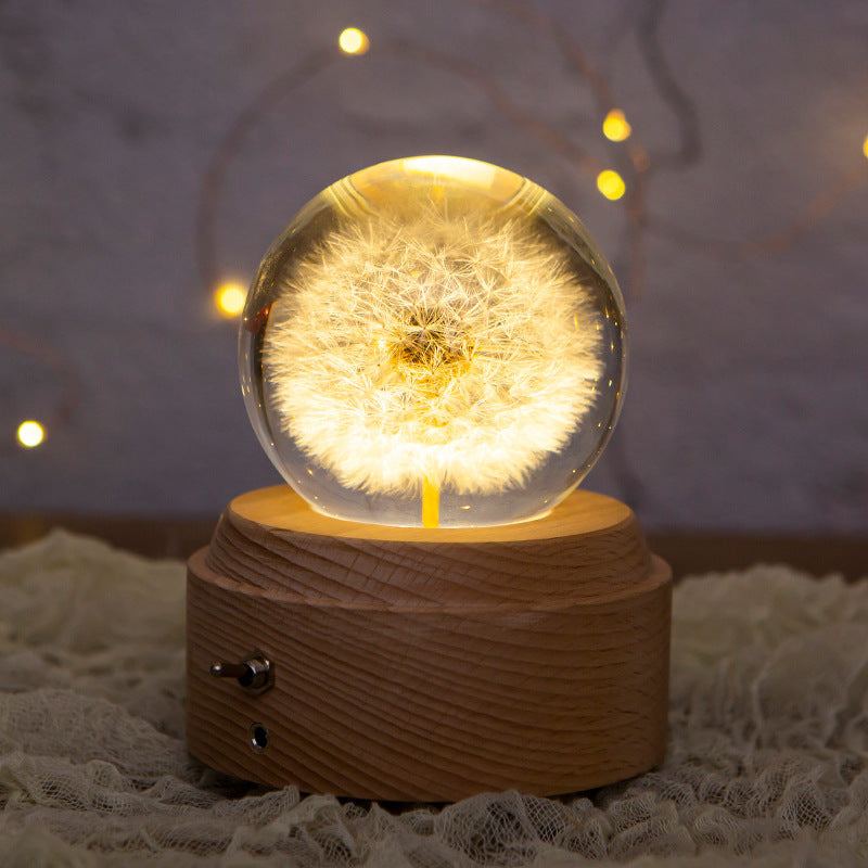 Give Girls A Gift Dandelion Crystal Ball Music Box Music Box Wooden Music Box Dandelion Music Box Birthday