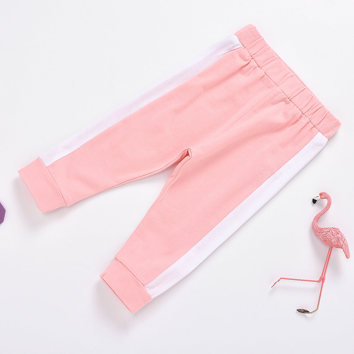 Fashion Girls Big Neckline Top Stitching Pants Suit