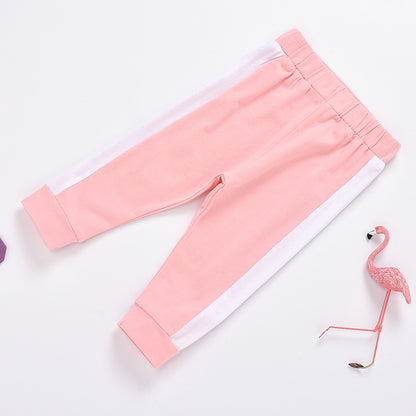 Fashion Girls Big Neckline Top Stitching Pants Suit