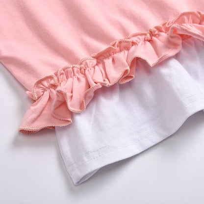 Fashion Girls Big Neckline Top Stitching Pants Suit