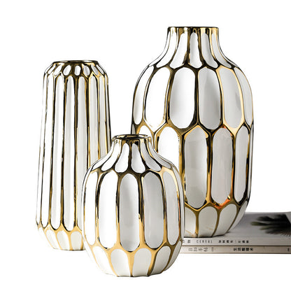 Fashion White Ceramic Blank Space Vase Hydroponic Dried Flowers