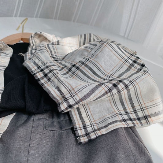 Plaid Casual Short-Sleeved Shirt For Boys