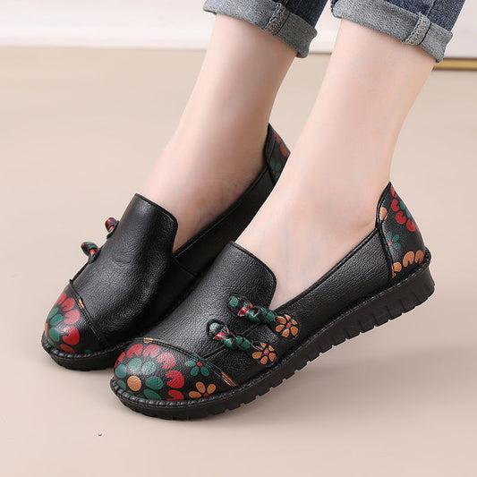 Ethnic Style Mother Shoes Autumn Women Soft-Soled Lazy Shoes Comfortable Women's Shoes Middle-Aged And Elderly Flat Shoes - FLIPSTYLEZLLC