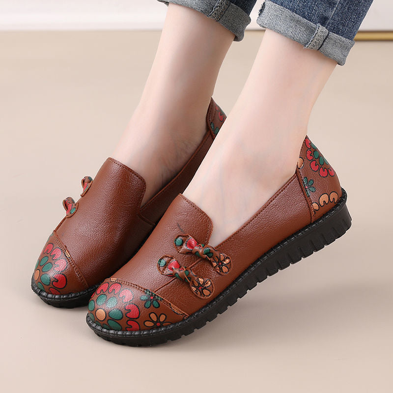 Ethnic Style Mother Shoes Autumn Women Soft-Soled Lazy Shoes Comfortable Women's Shoes Middle-Aged And Elderly Flat Shoes - FLIPSTYLEZLLC