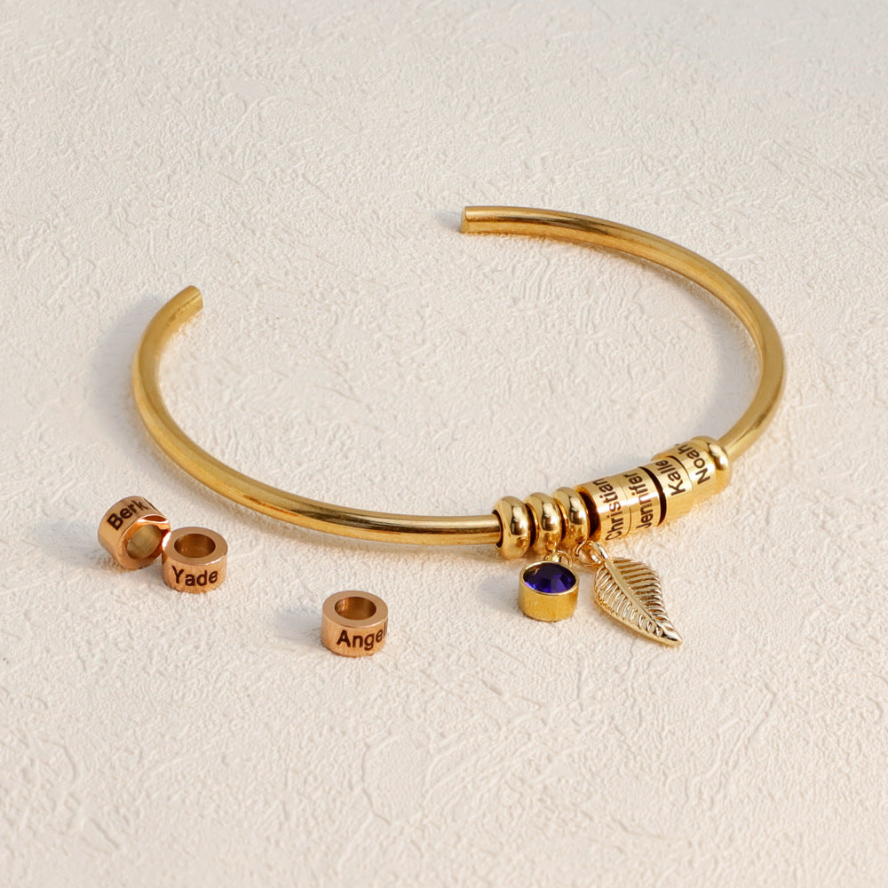 European and American Twelve Birthday Stone Lettering Bead Bracelet