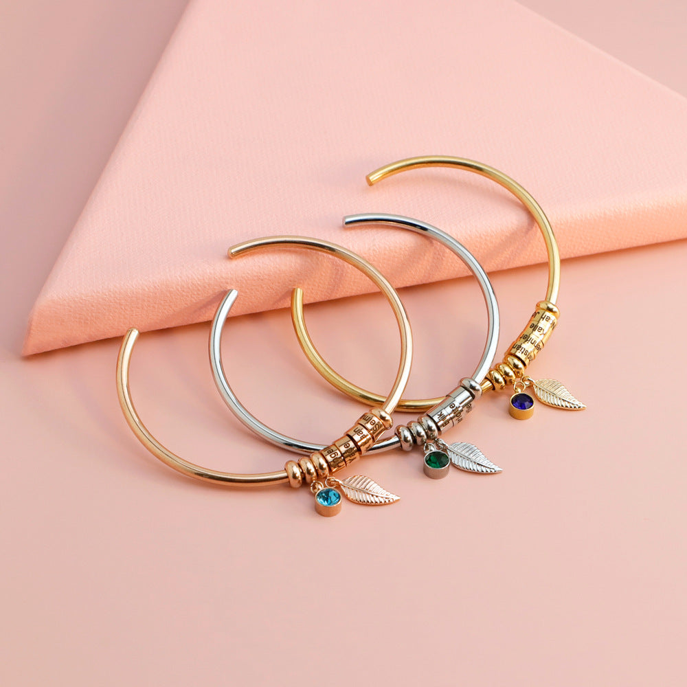 European and American Twelve Birthday Stone Lettering Bead Bracelet