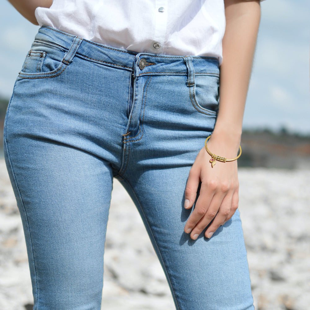 European and American Twelve Birthday Stone Lettering Bead Bracelet