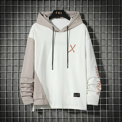 URBAN STYLE ALL SEASON Hooded  Stitching Contrast Color Sweater Jacket Male Plus SIZE