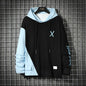 URBAN STYLE ALL SEASON Hooded  Stitching Contrast Color Sweater Jacket Male Plus SIZE