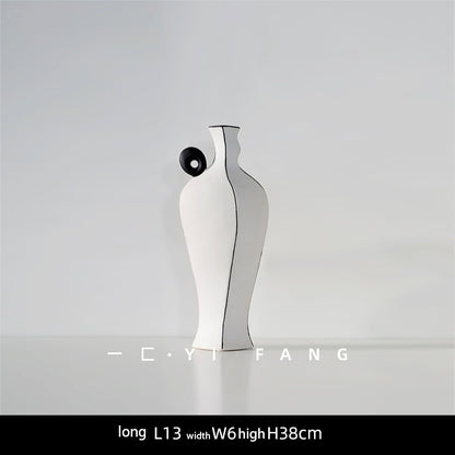 Ins Modern Handmade Ceramic Flower Vase Decoration Hotel Club B&B Soft Decoration Nordic Soft Decoration