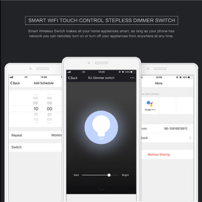 Manufacturers Supply Smart Dimmer Switch 120 Type Wifi Touch Switch Alexa Stepless Dimming Remote Control