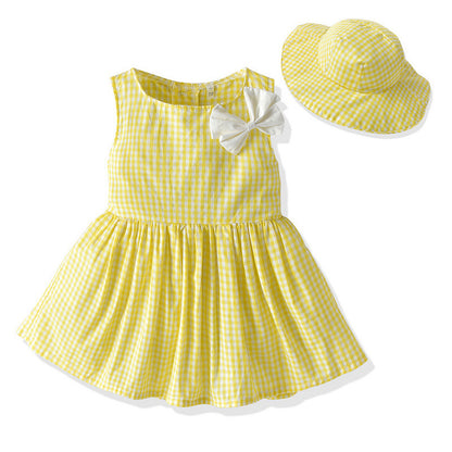 Boys' Short-Sleeved Shirt And Shorts, Girls' Dresses And Sun Hats