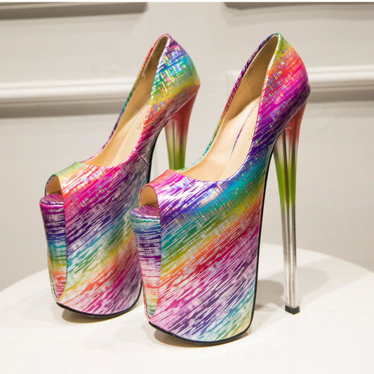 A Large Size 34-47 High Heel Shoes With Thin Heel And 22Cm Fish Mouth
