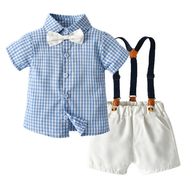 Boys' Short-Sleeved Shirt And Shorts, Girls' Dresses And Sun Hats