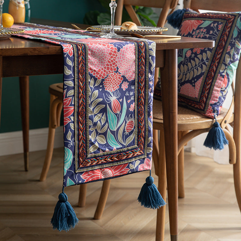 Cross-Border Supply Of Nordic Embroidery Table Runner Household Table Table Runner Custom Restaurant Hotel Homestay Decoration Tablecloth Wholesale