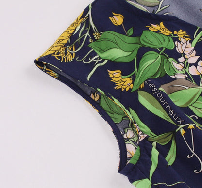 Hot Sale New Product Women'S V-Neck Ruffle Skirt Printed Sleeveless Dress