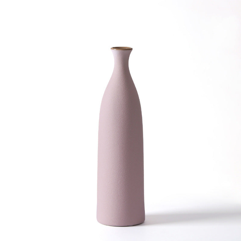 Home Furnishing Small Mouth Ceramic Vase Decorations Restaurant Showroom Desktop Soft Decorations