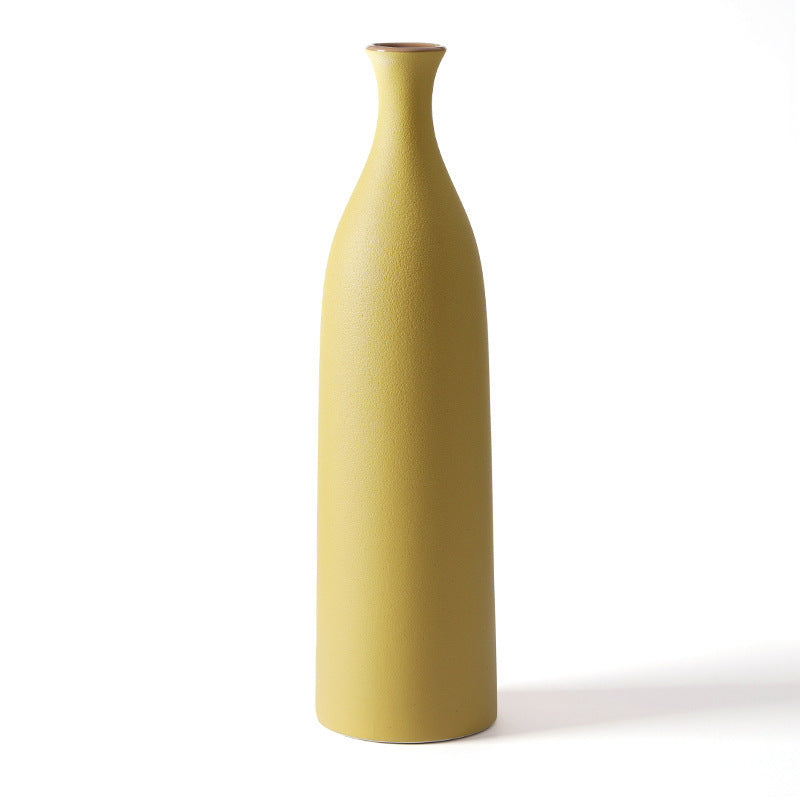 Home Furnishing Small Mouth Ceramic Vase Decorations Restaurant Showroom Desktop Soft Decorations