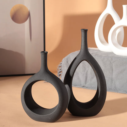 Living Room Art Vase Flower Ceramics Nordic Creative Minimalist TV Cabinet Porch Model Room Decoration Ornaments