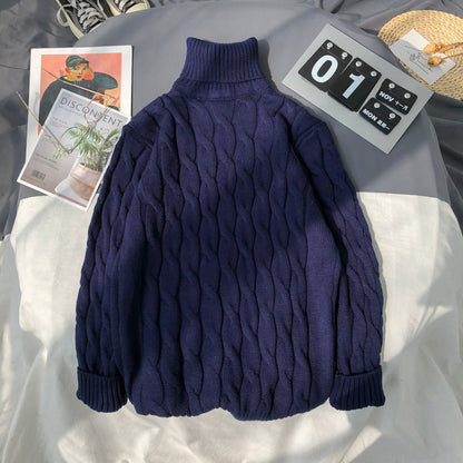 Solid Color Turtleneck Plus Size Pullover Sweater